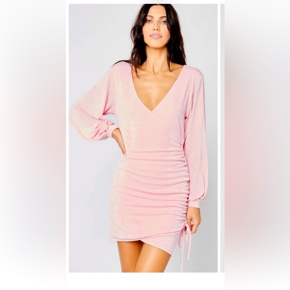 l*space Dresses & Skirts - L*Space Melissa Mini Blush Pink Dress In Seashell Size Medium NWT Side Ruching